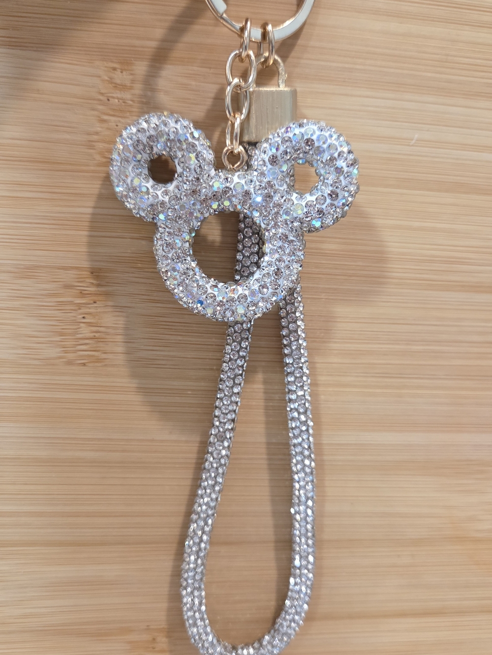 NEW Bling Rhinestone Mouse Keychain Disney Inspired Crystal Wristlet Bag Charm
